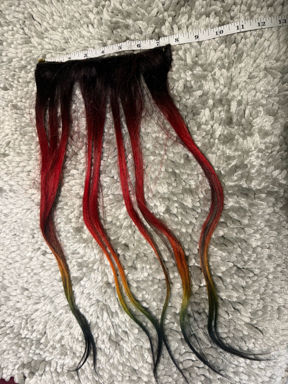 Multi-Tone Red Ombre Clip-In Hair Extensions with Yellow & Orange Accents - Picture 6 of 6